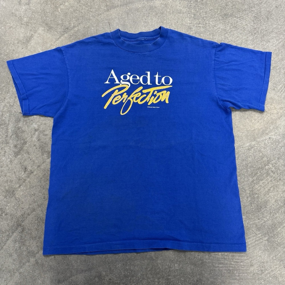 Vintage Men's 90s Aged To Perfection Tee Jays Blue T-Shirt Short Sleeve Size XL